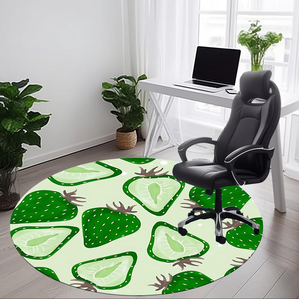 1pc Cactus Pattern Office Round Area Rug, Indoor Mat Suitable For Office, Under Office Chairs Bedroom Living Room Home Decor, Room Deco