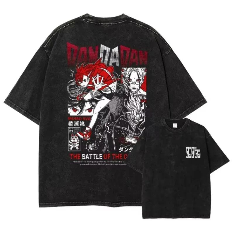 Anime DanDaDan Grafikdruck Sommer Vintage Gewaschen Herren Damen Mode Baumwolle T-Shirt Streetwear Hip Hop Y2K T-Shirt Übergroßes Neues Oberteil