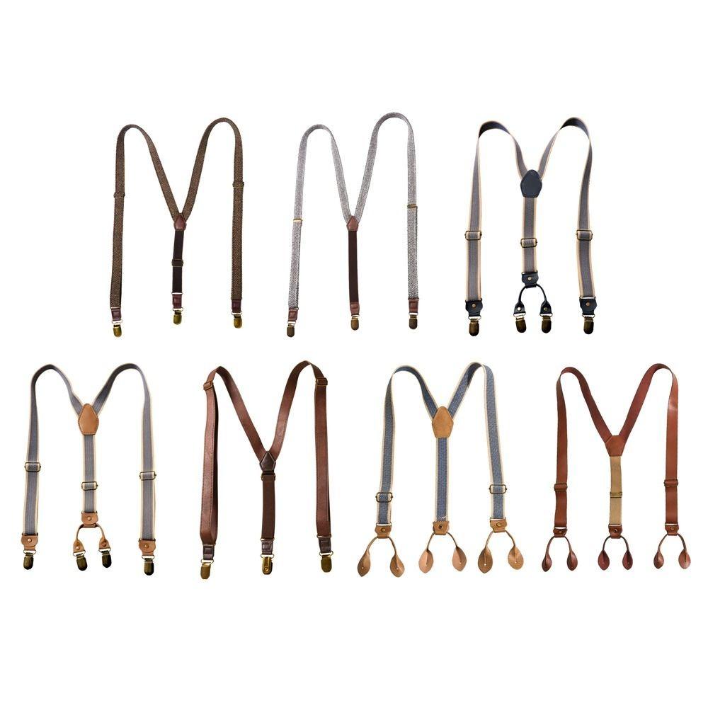 Elastic Strap Y-Type Suspenders 4 Clips Stripe Suspenders Fashion Metal Clip Suspenders Gift Idea