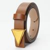 New Women's Genuine Leather Cowhide Slim Korean Style Trousers Belt Triangle Creative Design Smooth Plate Buckle Trousers Belt