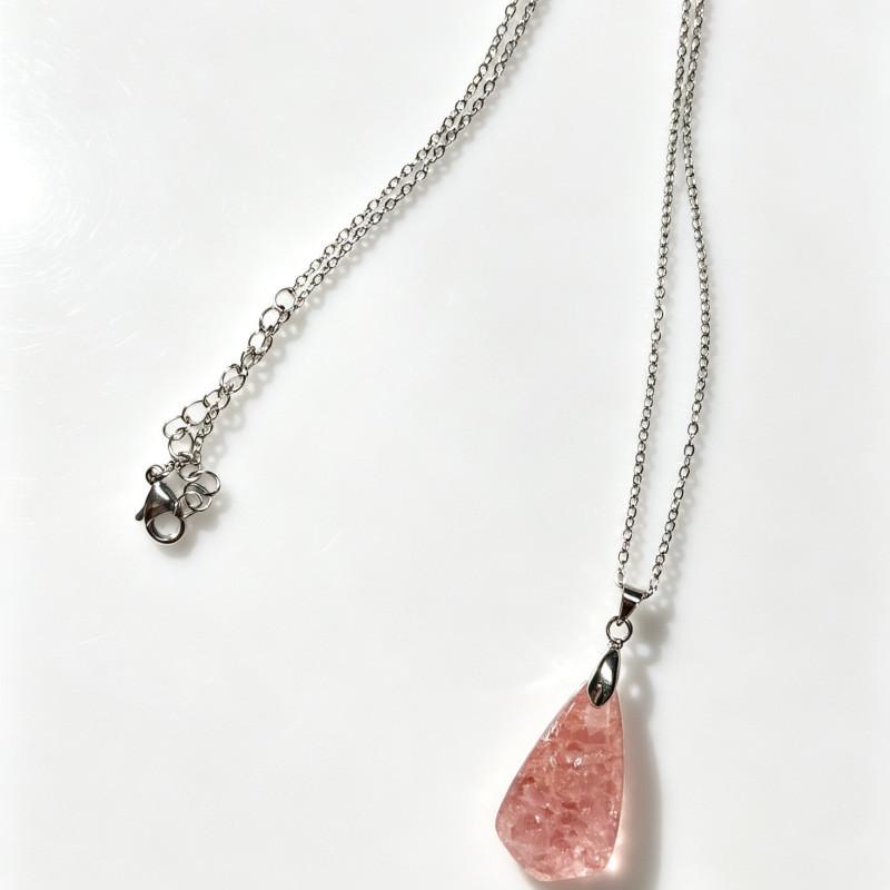 Geometric Natural Crystal Pendant Necklace With Polished Quartz For Bohemian Jewelry Lovers