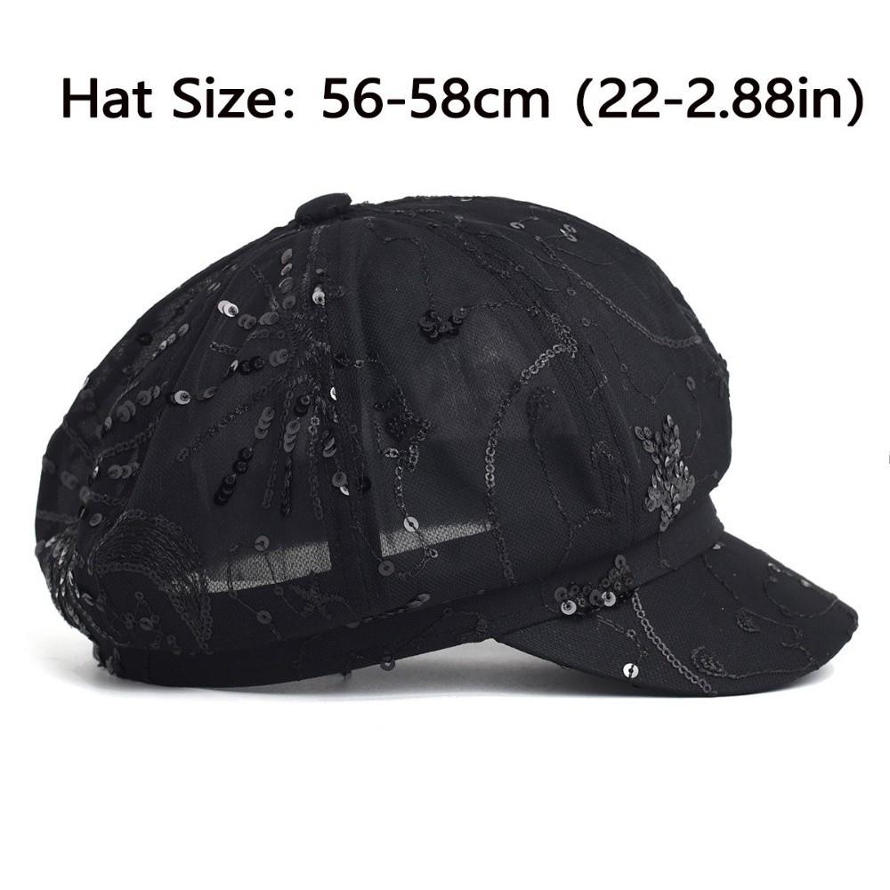 Korean Sequin Newsboy Hat Breathable Adjustable Octagonal Cap Sparkly Beret Hats Beach Travel