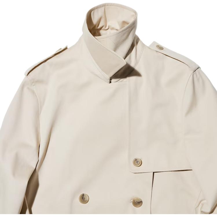 Uniqlo SS24 C Series Solid Color Double-Breasted Waist-Tie Long Sleeve Trench Coat Women Coats Natural 467151-30