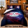 RB Leipzig FC Muster Bettwäsche 3-teiliges Set Individueller Name, Bettlaken und Kissenbezüge für Zuhause Schlafzimmer