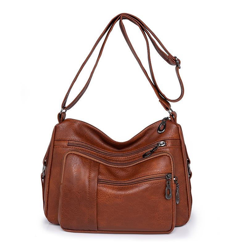 Retro Women's Shoulder Bag Solid Color Multi Pocket Storage for Middle-aged and Elderly Mothers Crossbody Bag Small Square Bag