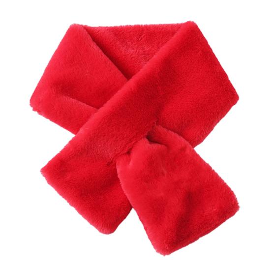 

Women Winter Faux Rabbit Fur Scarf Solid Color Thickened Plush Girls Scarf Evening Dress Furry Neck Collar Christmas Gift червоний