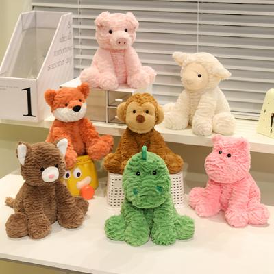 Adorable Stuffed Animals Plush Toy Cartoon Sheep Fox Monkey Cat Pig Hippo Dinosaur Pillow Nap Sleep Bed Cushion Creative Gift