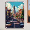 VintageStyle Metal Wall Sign with Vibrant Thai Street Scene Reusable Iron Decor for Home Restaurant Bar Cafe Garage
