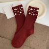 Solid Color Mid-Tube Socks Thicken Women Socks New Warm Socks  Winter