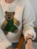 Korean Dongdaemun Cute Bear Pattern Loose Knit Sweater Coat for Women