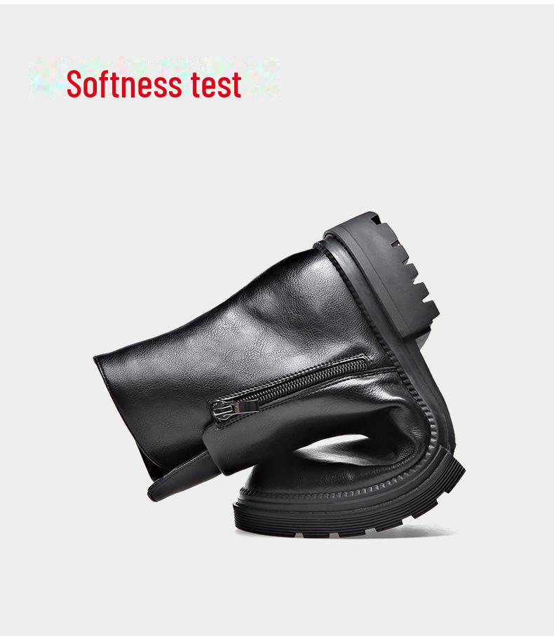 Men's Winter Leather Chelsea Boots with Soft Cowhide, Side Zipper, and Velvet Lining