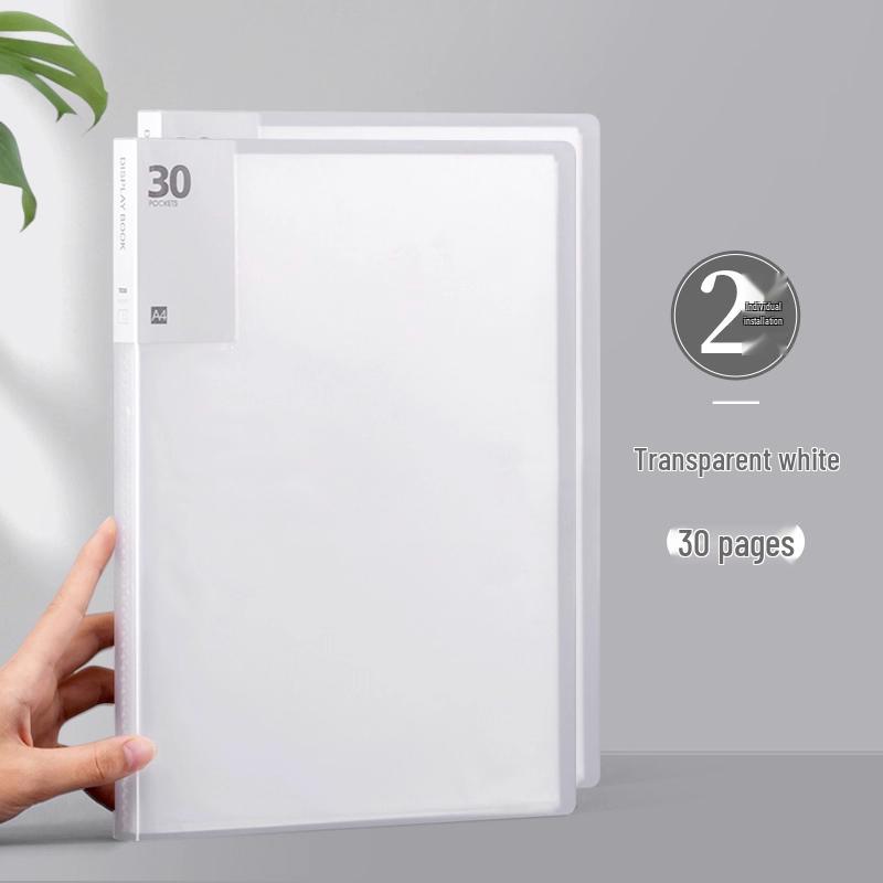 Transparent A4 Binder for Primary Students: 60-Page Insert Book, 100 Folders, Certificate Storage