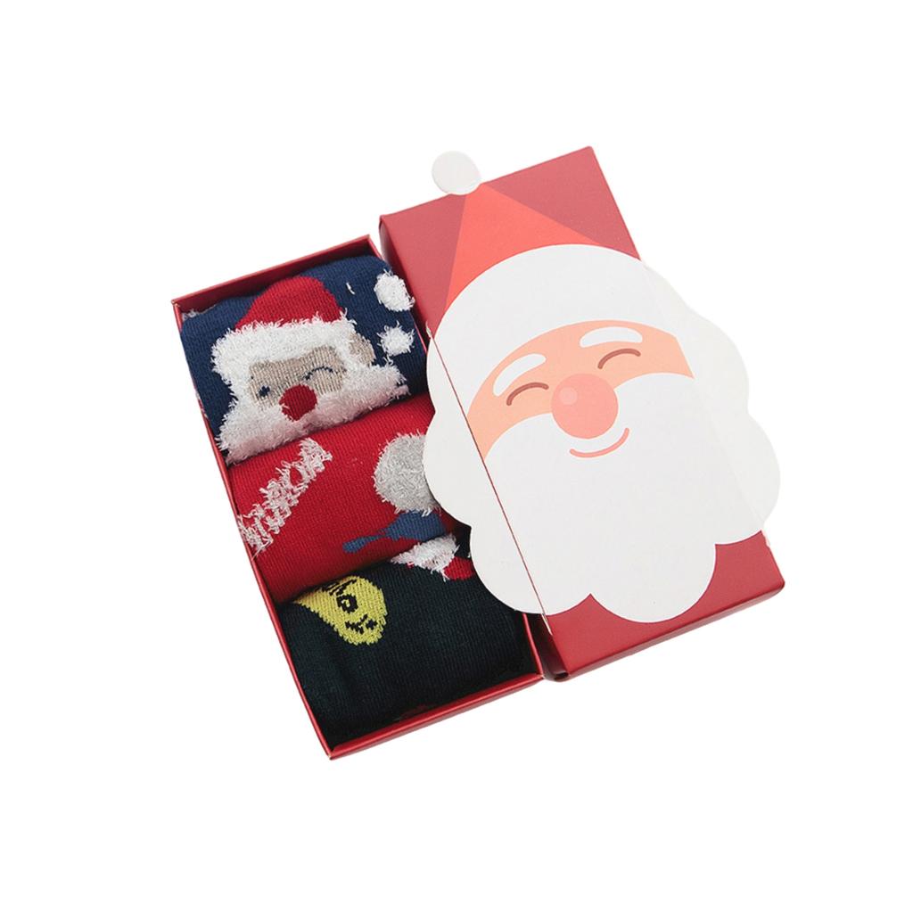 1 Box Of 3 Pairs Of Children Christmas Stockings, Double-Sided Fleece, Warm And Thick, Winter Home And Sleep Stockings, Christmas Gift.