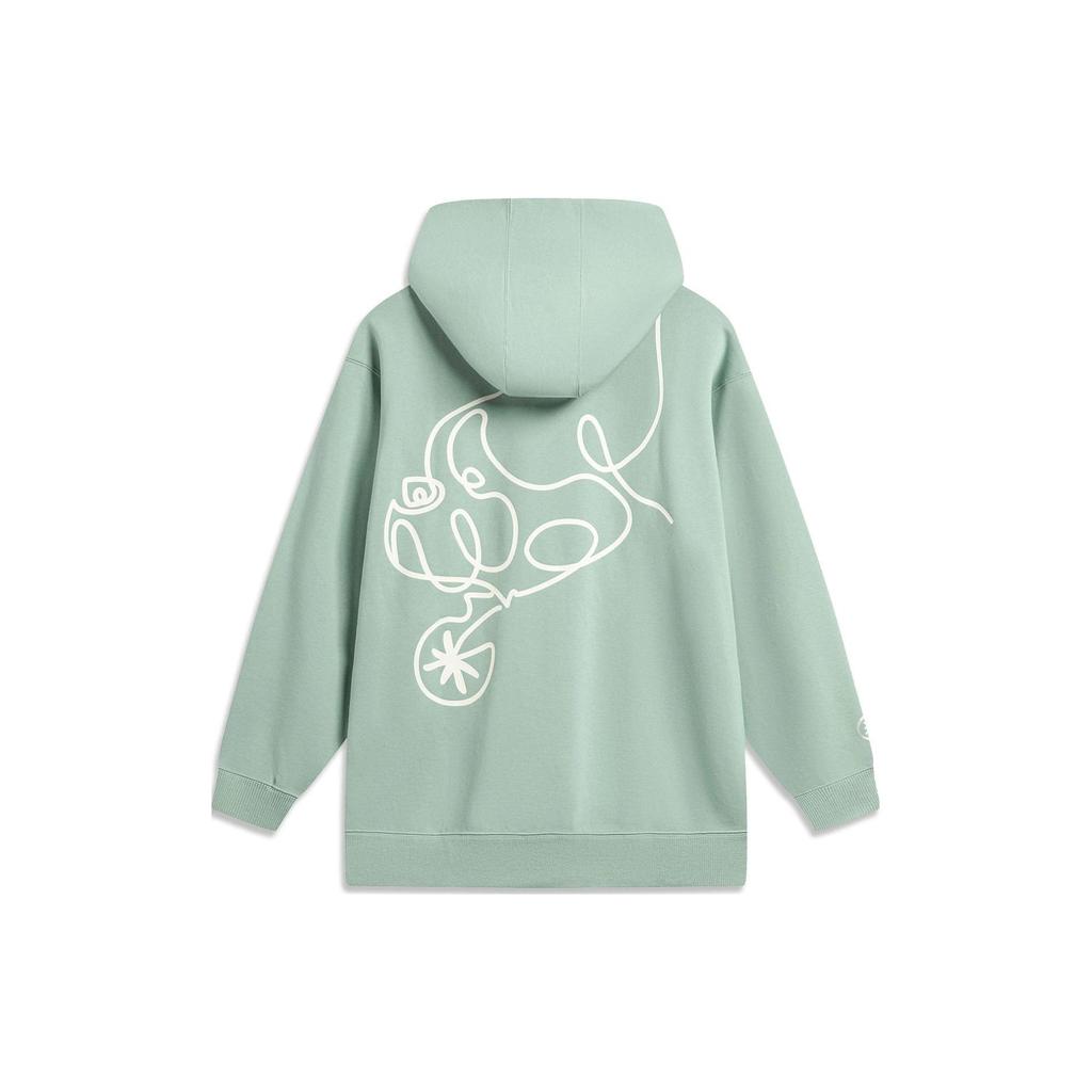 Li-Ning Wade Series Cartoon Print Hooded Sweatshirt Unisex Sweatshirt Jade-Green AWDTC61-2