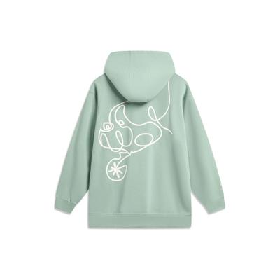 Li-Ning Felpa con cappuccio e stampa cartoon serie Wade Unisex Felpa Verde Giada AWDTC61-2