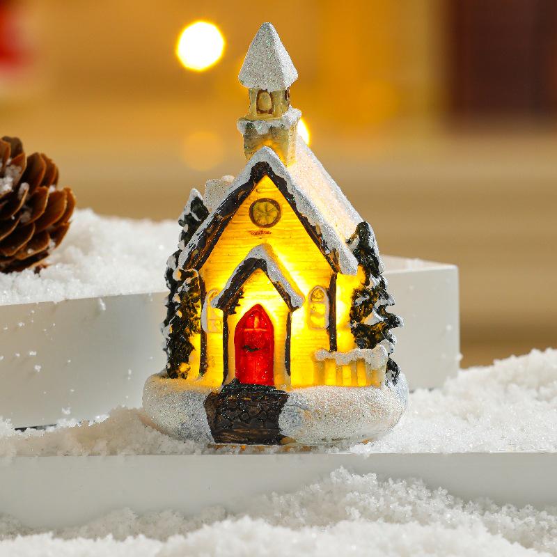 Festive Glowing Resin Small House - Holiday Window Display & Kids' Gift