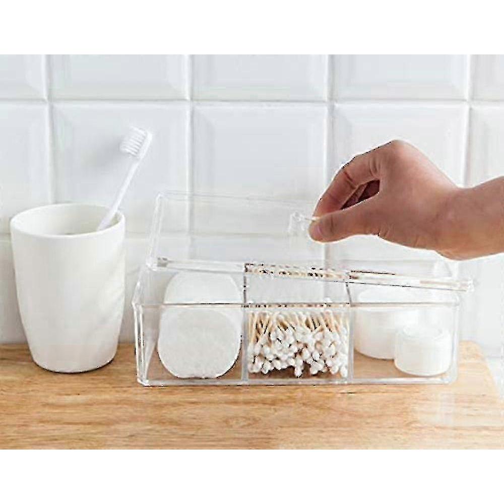 Rectangular cotton ball and swab storage box with cover, dustproof