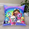 Cartoon Anime Gabby Dollhouse Short Plush Cushion Cover Pillow Case Double-Sided Printing Zipper Closure Sofa Party Home Decor