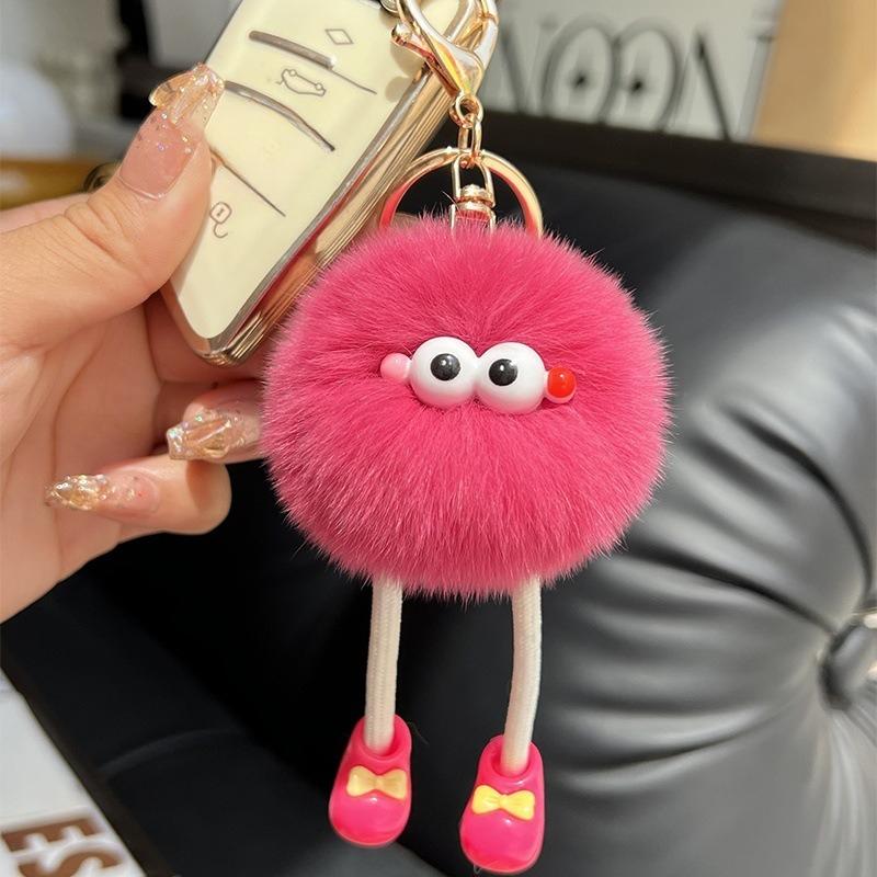 Non-Toxic Cute Big Eyes Plush Toys Keychain Cartoon Briquettes Keychain Briquettes Car Keychain Pendant Korean Plush School Bag Pendant
