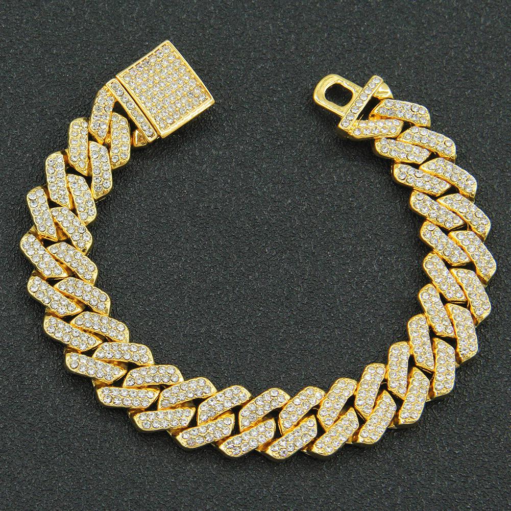 

Men s Hip Hop Full Diamond Cuban Chain Bracelet - Trendy European & American Hand Jewelry