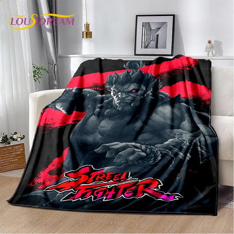 Couverture en peluche douce de joueur de jeu rétro Street Fighter, couverture en flanelle pour salon, chambre à coucher, lit, canapé, couverture de pique-nique