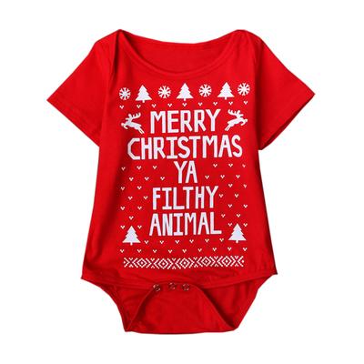 Weihnachten Baby Geschenk Neugeborenen Jungen Mädchen Body Kurzarm Infant Brief Drucken Overall Kleidung