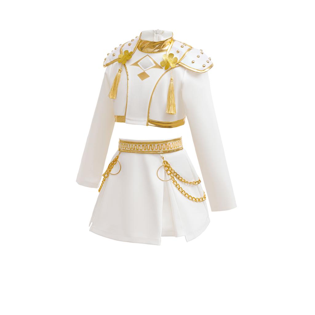 Nuovo Carnevale di Halloween Tema Festa Ragazze Cosplay Moda Carino Bianco Maniche Lunghe Vestito + Set di Accessori 3-10 Anni