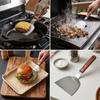 Multi-functional Stainless Steel BBQ Spatula with Wood Anti-slip Handle for Outdoor Grilling and Steak Frying