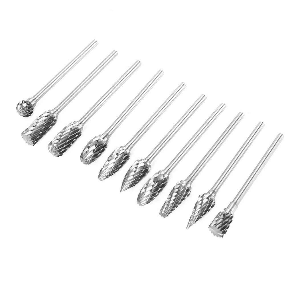 Double Edged   Cutter, 10pcs Tungsten Carbide Steel Burrs, 3*6mm High Hardness Carving Tool Set for Cast Iron, Metal Carving, Shaping with