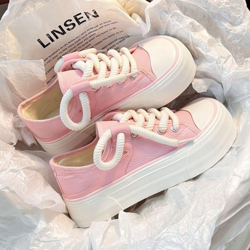 Ugly Cute Big Head Canvas Shoes Women's 2025 New Niche Original Design Sense Little White Shoes Milk Huhu Platform Casual Shoes