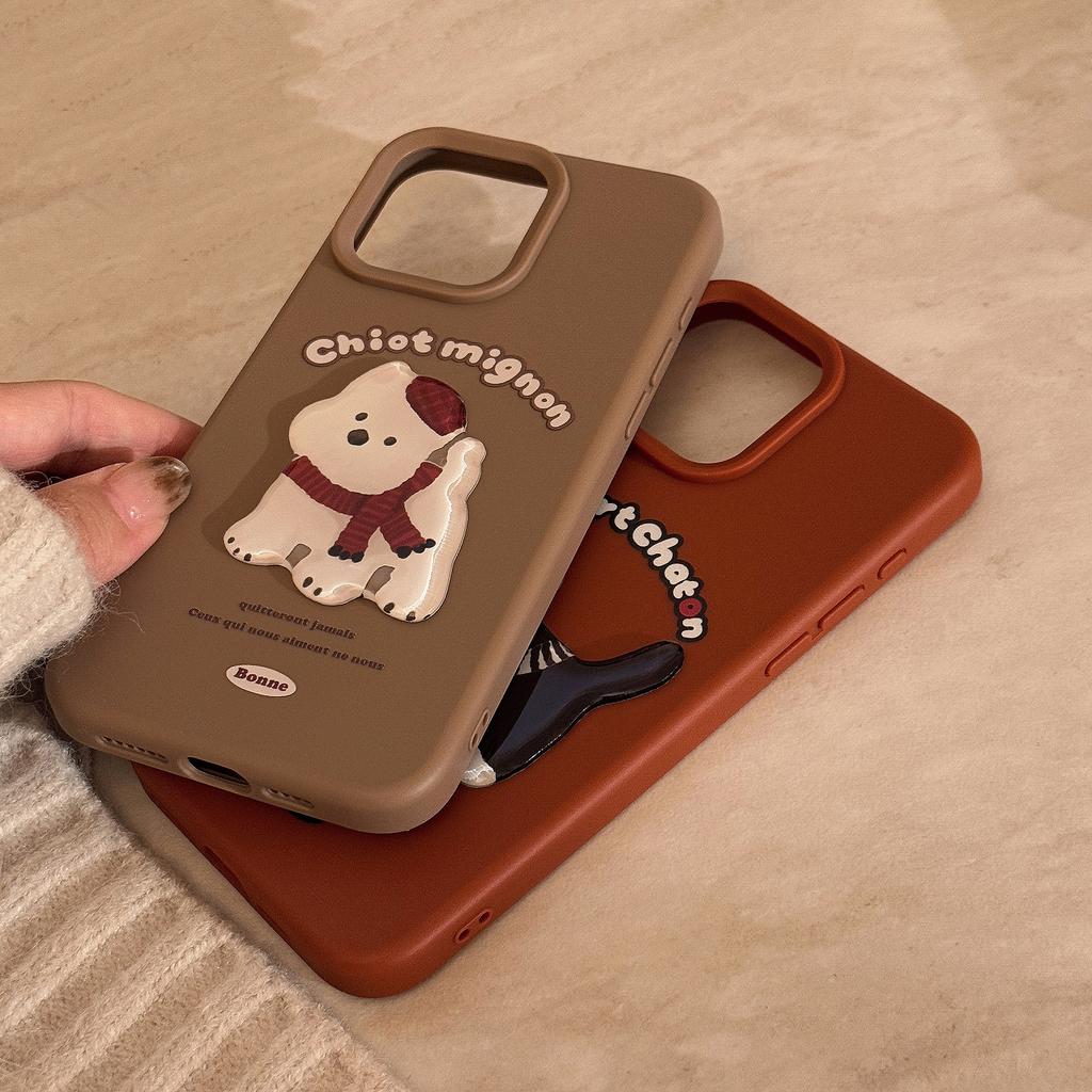Autumn and Winter Couple Cartoon Animal iPhone 16 Phone Case Suitable for iPhone 17, 13, 15 Pro Max Soft Case
