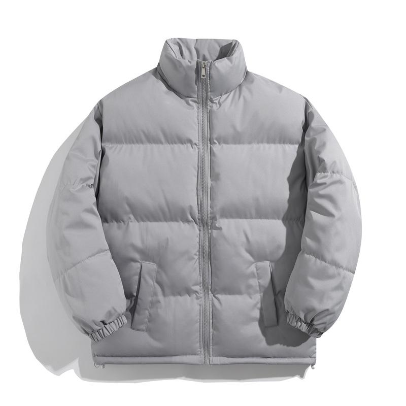 Mens Loose Thick Solid Waterproof Stand Collar Winter Cotton Puffer Jacket