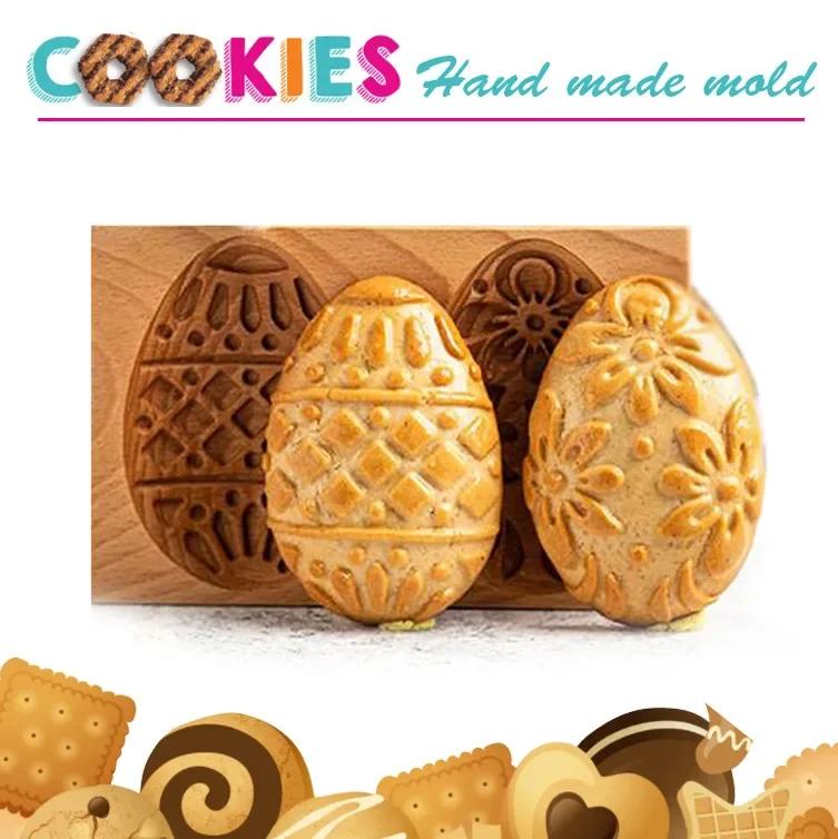 DIY Wooden Shortbread Mold Raspberry Heart Carved Gingerbread Cookie Mold Kitchen Cutter Molds For Valentine's Day Easter Party