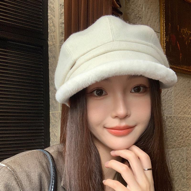 Fleece Thickened Plush Octagonal Hat 2025 New Cold and Warm Plush Pile Painter Hat
