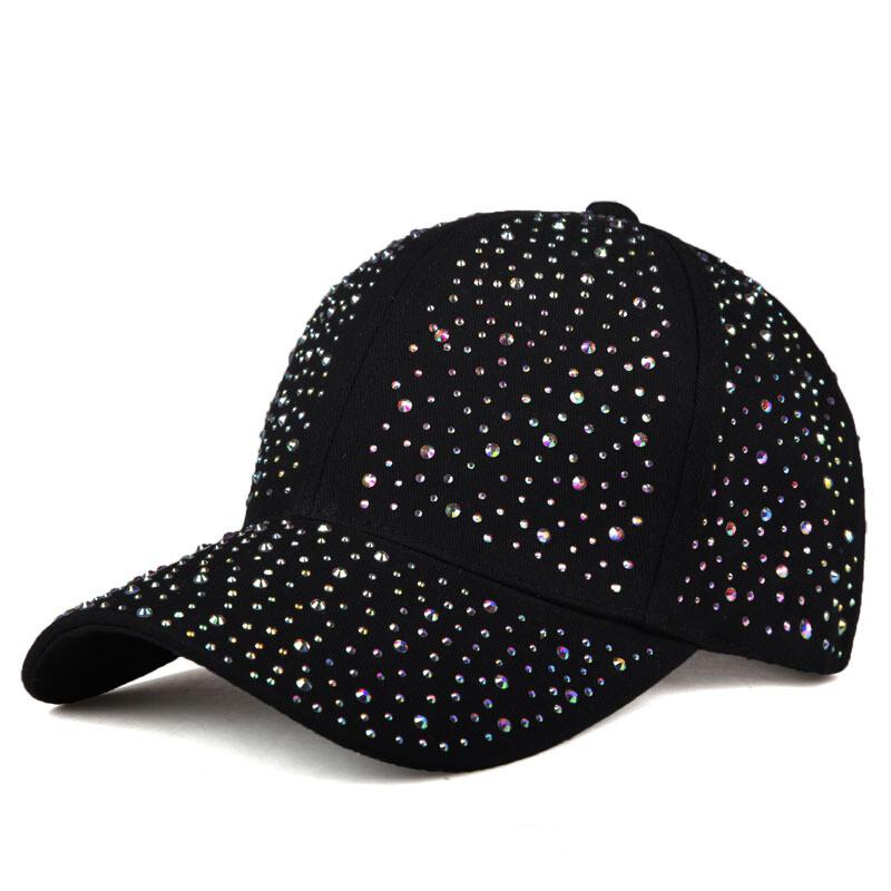 Women Shiny Rhinestones Baseball Cap Adjustable Casual Sport Bling Sun Hat