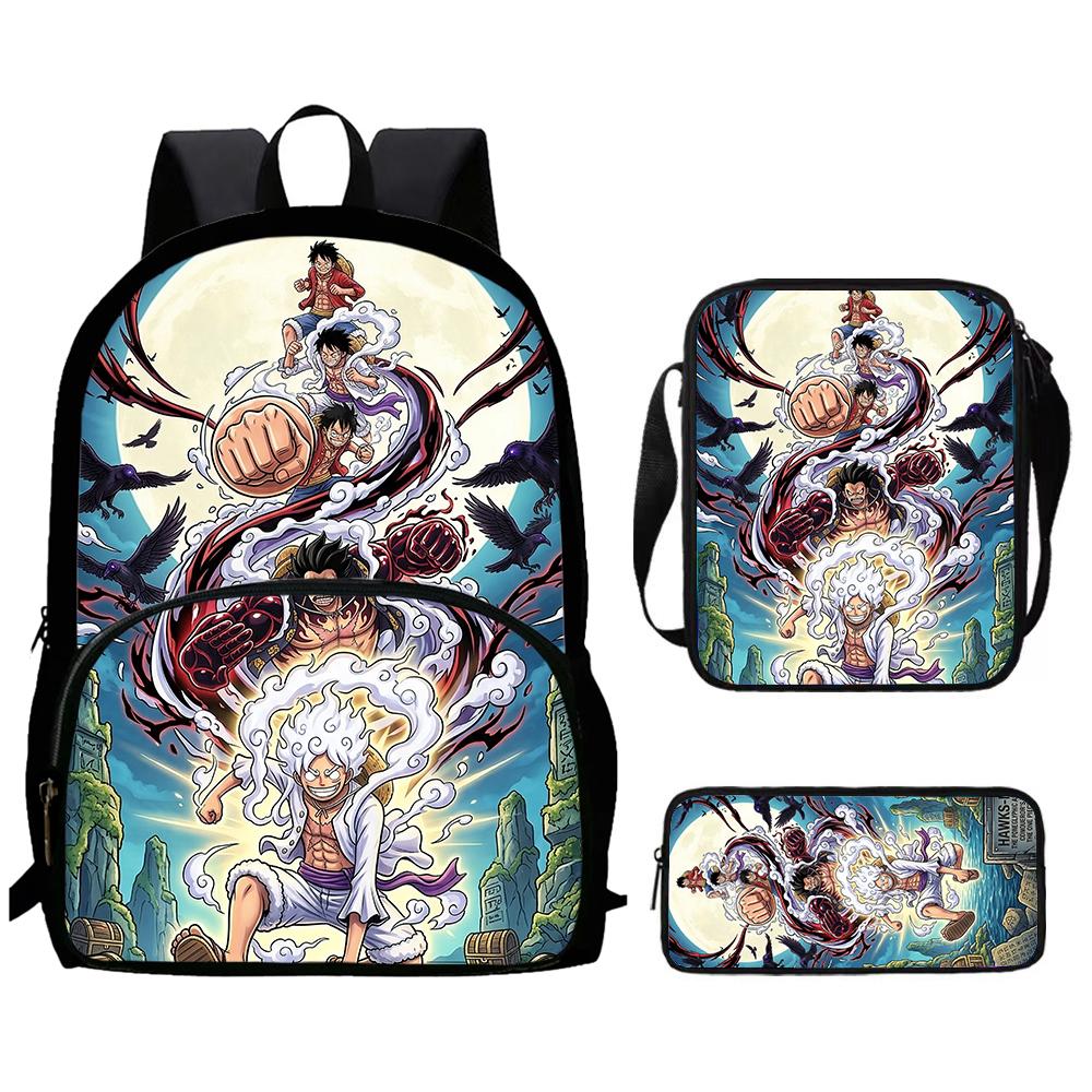 One Piece 3 In 1 Lightweight Adjustable Front Pocket School Backpack Set With Crossbody Bag Pencil Case For Boys Girls Ages 6-10