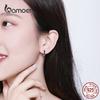 BAMOER Real 925 Sterling Silver Simple Line Girl Earings Precious Jewelry Women Earings Gift