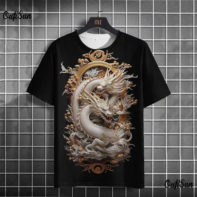 Dragon T-shirt For Men 3D Printed T Shirt Animal Pattern Short-sleeved Oversized Streetwear Tees Summer Casual Men's Tops