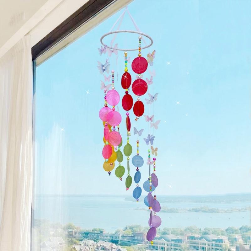 Colorful Butterfly Seashells WindChimes Materials , Colorful Home Decoration for Indoor and Outdoor Use