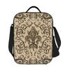 Vintage Fleur De Lis Insulated Lunch Bags for Camping Travel Lily Flower Waterproof Thermal Cooler Lunch Box Women Children