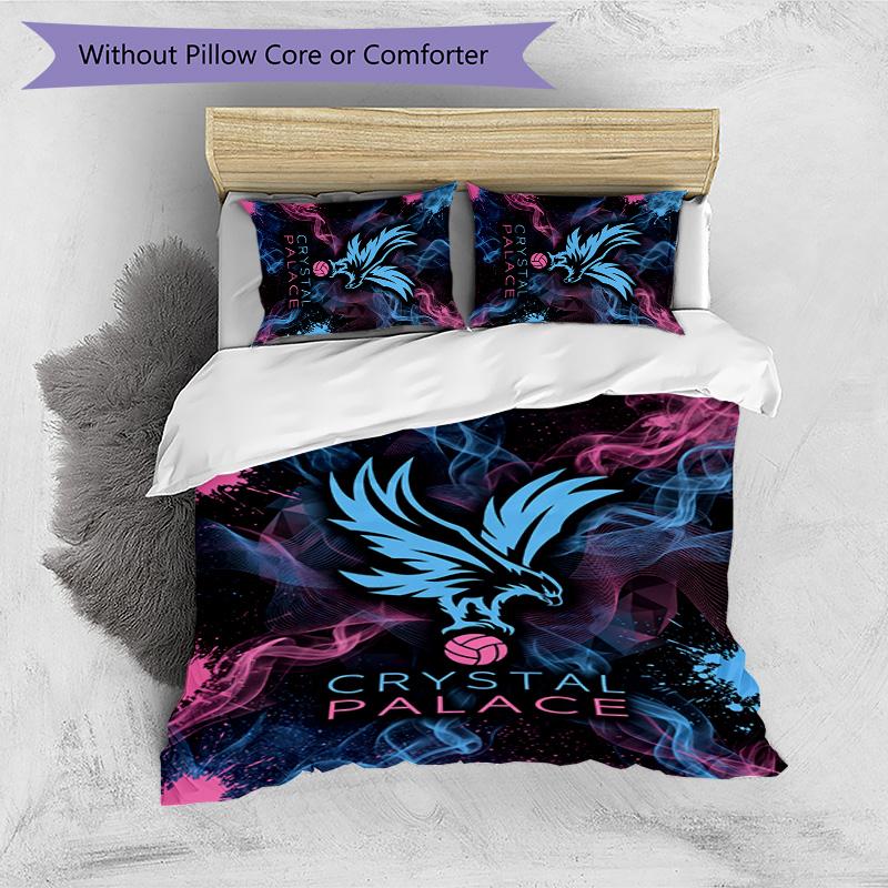 Set Lenzuola Stampato Calcio Crystal Palace 3 Pezzi, Comodo Set Copripiumino per Camera da Letto Amico della Pelle