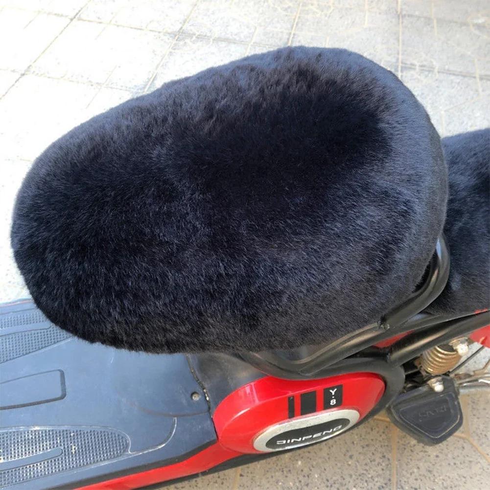 Universal Plush Electric Bicycle Saddle Soft Bike Seat Covers Cycling Cushion Cycling Bicycle Bike Saddle Comfortable Front Black