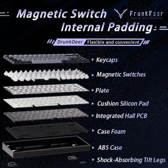 DrunkDeer G65 eSports Gaming Rapid Trigger Keyboard Hall Effect Switches Magnetic Switches Last Win Release Dual Trigger Modes Adjustable Black Orange