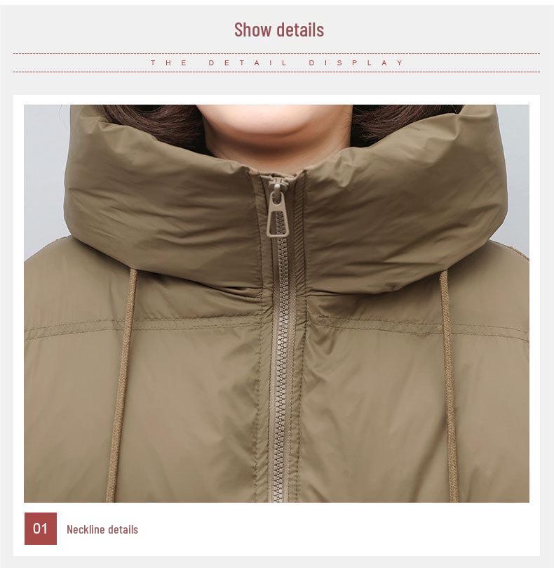 Women's Mid-Length Down Jacket 2024: Winter Loose Fit Plus Size Thickened White Duck Down Coat for Middle-Aged Moms