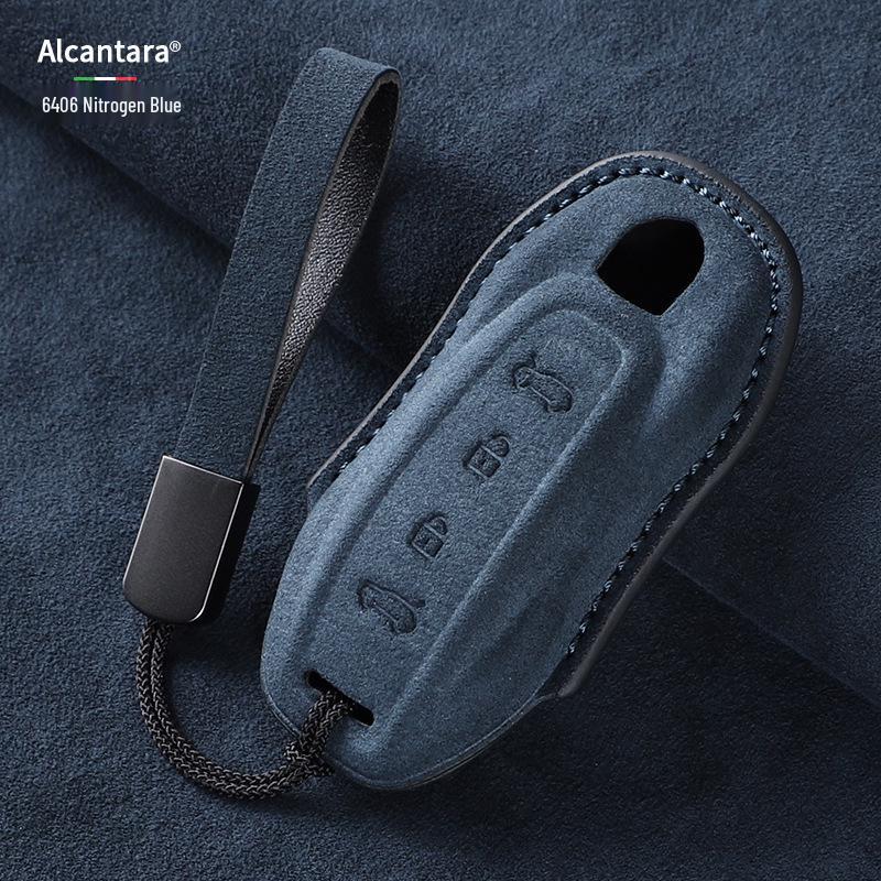 Wildleder Schlüsselabdeckung mit Schnalle für Porsche Macan 4, Passend für 25 Modelle, rein elektrisch & Jincheng Edition