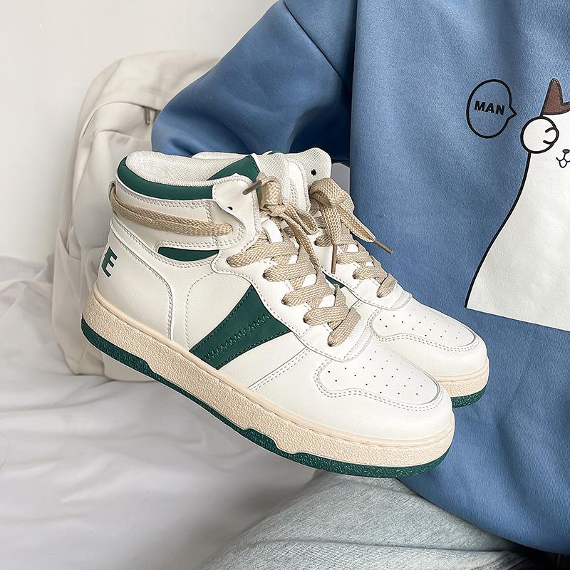 

Ретро женские кроссовки Dexun с высоким верхом 2021 осень новая корейская версия студенческие повседневные универсальные спортивные белые туфли кеды прилив 35