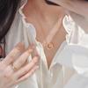 Xiaoxiangfeng Coco Rhombus Pattern Water Ice Moon Necklace Women'S Gold-Plated Temperament Light Luxury High-End Jewelry Collarbone Chain Women