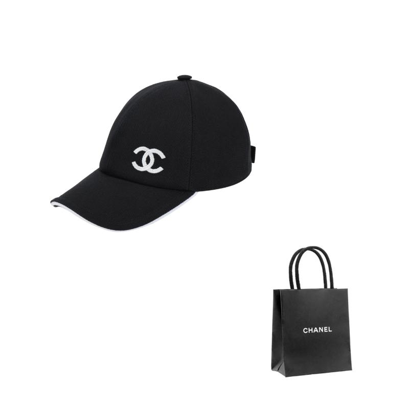

CHANEL [25P Spring and Summer] Embroidered Logo - Peaked Cap Unisex Couple Style Black чорний