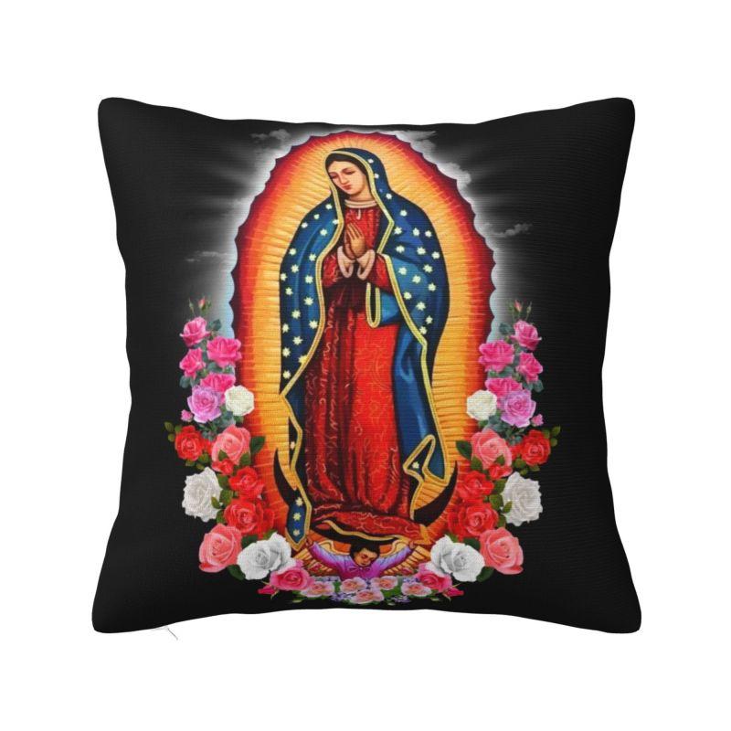 Our Lady Of Virgin Mary Mexico Pillow Covers Living Room Christian Jesus Saint Catholic Luxury Cushion Cover Velvet Pillowcase