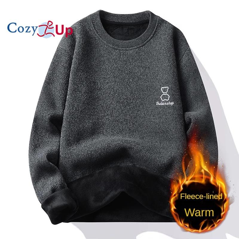 

Cozy Up мужской плюшевый и утолщенный вязаный пуловер с вышитым медведем, теплый свитер для улицы 2XL темно-серого